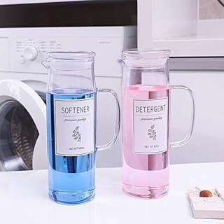 Glass Laundry Detergent Dispenser with Labels & Handles, 2 Pack | 50 oz Glass Containers, Waterproof Labels, E