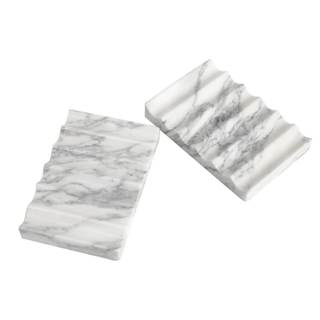 Luxurious Natural Marble Soap Dish Tray Marble Soap Holder Trinket Plate for Bathroom Sink Kitchen Countertop 