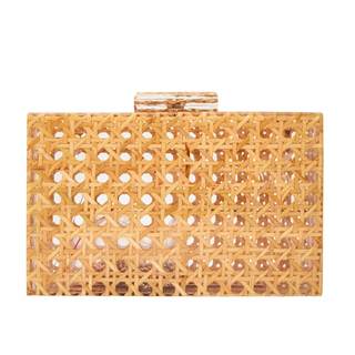 RomanticDesign Women Acrylic Handbag Rattan Woven Pattern Square Box Crossbody Handbag Shoulder Bag Chain Purs