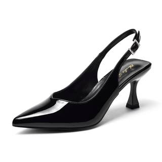 Elisabet Tang Women's Kitten Heel Slingback Low Pumps 3 Inches Stiletto Pointed Closed Toe Elegant Dressy Brid