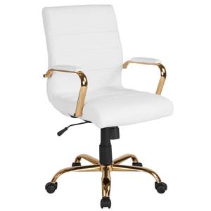 Flash Furniture Whitney Mid-Back Swivel LeatherSoft Desk Chair with Padded Seat and Armrests, Adjustable Heigh