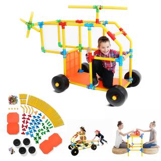 Tubelox STEM Building Toy Set - 220 Piece Life-Size Construction Kit for Kids | PVC Pipe Blocks for Forts, Tow