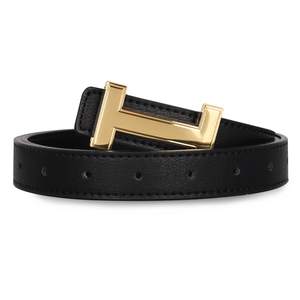 Relang Women's Belts with Gold Buckle, Fashion Waist Band, Elegant Ladies' Belt, Gift for Women Black Gold 26-