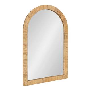 Kate and Laurel Rahfy Boho Arch Rattan Mirror; 20x30; Natural Wood; Decorative Wooden Mirror with Authentic Ra