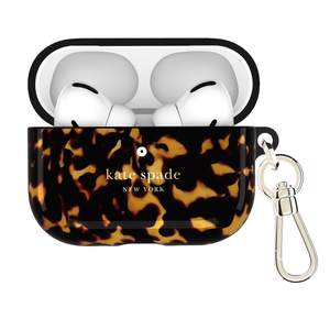 kate spade new york AirPods Pro 3 Case - Transparent Tortoise | Stylish Case with Luxe Gold Ring Keychain for 