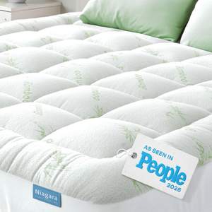 Niagara Sleep Solution Ultra Soft & Cooling Mattress Topper - Queen Size | Rayon Derived from Bamboo, Pillow T