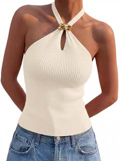 LILLUSORY Women's Halter Tops Going Out Summer Racerback Date Night Outfits | Sleeveless, Knit, Cropped Sweate
