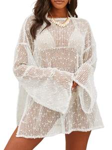Lilosy Beach Swimsuit Cover Up Women Dress Bathing Suit 3XS-6XL | Sparkle Lightweight Sheer Sexy Plus Size Cro