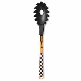 MACKENZIE-CHILDS Silicone Pasta Spoon, Black-and-White Courtly Check | Decorative utensil, stainless-steel han