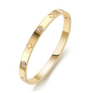 PDWZNBA 18K Gold-Plated Love Friendship Bracelets Trendy Stainless Steel Bangle Jewelry Gifts for Women 20.0 C