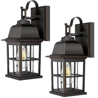 2-Pack Outdoor Wall Sconces, 100% Aluminium Oil-Rubbed Bronze Exterior Light Fixtures Wall Mount, Waterproof &