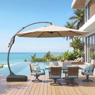 Grand patio 11FT Cantilever Umbrella with Base Outdoor Large Round Aluminum Offset Umbrella for Patio Garden B