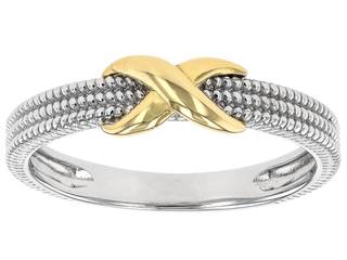JTV Infinity Ring - Sterling Silver & 18K Yellow Gold Over Silver | Polished and textured 5mm band symbolizing