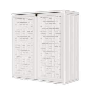 HOMSPARK Indoor/Outdoor Storage Cabinet with Doors and Shelf, 34”x15”x36” HDPE Plastic Storage Box Waterproof 