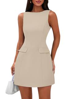 PRETTYGARDEN Womens Sleeveless Summer Dresses 2026 Formal Boat Neck Bodycon Elegant A Line Business Work Offic
