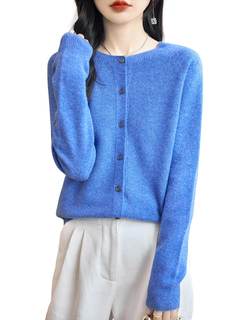 Chanyarn Women's Crewneck 100% Merino Wool Sweater 2025 Spring Fall Solid Long Sleeve Seamless Knitted Cardiga