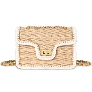 Straw Crossbody Bags for Women, Summer Fashion Straw Purses and Handbags Shoulder Raffia Clutch Bag with Pearl