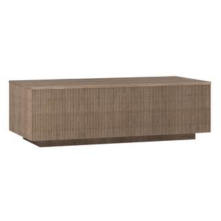 Henn&Hart 48" Modern Fluted Coffee Table, Weathered Gray | Low-profile ribbed coffee table with rich woodgrain