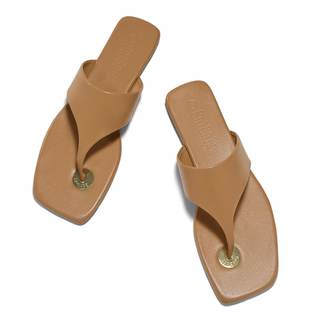 Women's Flat Sandals Summer Beach Open Square Toe Flip Flops Comfortable Flats Slip on Dress Shoes 6 Khaki
