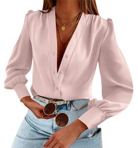 Women's Business Casual Tops Long Sleeve Button Down Shirts V Neck Blouses | Elegant, Work Blouses, Business c