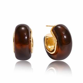 Fullpop Vintage Earrings for Women, Chunky 14K Gold Plated Resin Hoop Earrings Lightweight Hollow Drop Earring