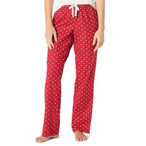 Amazon Essentials Women's Relaxed-Fit Brushed Flannel Pajama Sleep Pant with Drawstring X-Large Red White Dots
