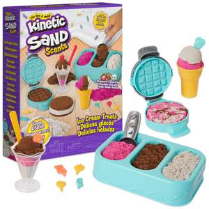 Kinetic Sand Scents Ice Cream Treats, Moldable Sand Sensory Toys, Ages 3+ | Swirl Strawberry, Chocolate & Vani