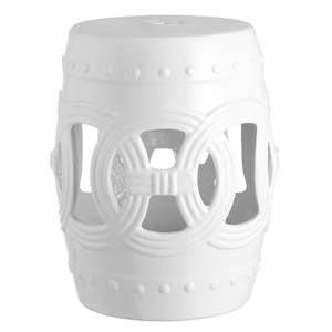 JONATHAN Y Lucky Coins 16" Ceramic Garden Stool Side Table, White | Contemporary Cutout Interlocking Rings, Dr