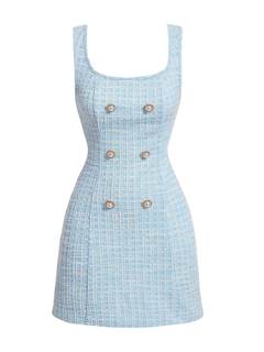Floerns Women's Plaid Tweed Sleeveless Square Neck Elegant Work Mini Dress | Business Suits, Tea Party Outfit,