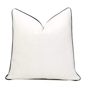 Luxury 20x20 Inch White and Black Velvet Throw Pillow Covers, Velvet with Contrast Piping, Super Soft Decorati