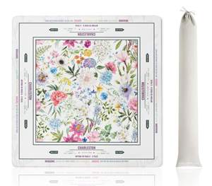Mahjong Mat (33"x33") - Non-Slip Noise Reduction Gaming Mat for American Mahjong - Flower-Carnation-12 12-flow