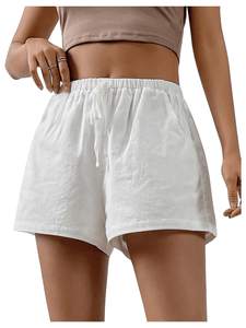 Floerns Women's Elastic Waist Double Layered Linen Shorts Casual Shorts | Loose Fit, Wide Leg,Daily Wear, Casu
