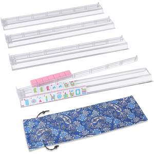 19.7'' Clear Mahjong Racks with Pushers, 4 Piece Set Mahjong All-in-One Tile Pusher and Rack, American Mahjong