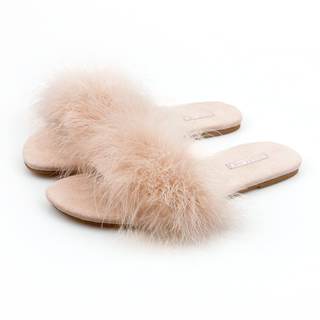 BCTEX COLL Women's Fuzzy Fluffy Open Toe Memory Foam Feather Slippers | Slip-on, Furry Indoor House Sandals, S