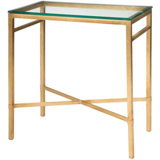 Safavieh American Homes Collection Viggo Antique Gold Glass Couture Side Table Gold / Glass