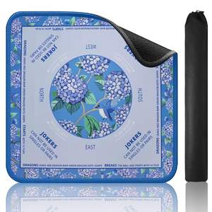 TIASUSAN Blue Mahjong Learning Mat (33” x 33”) with Black Carrying Bag, Anti-Slip, Noise-Reducing Mahjong Mat 