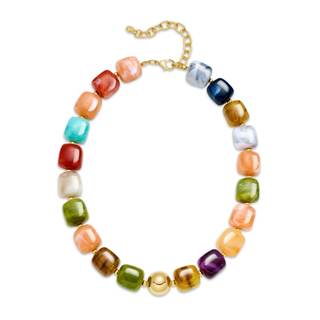 Chunky Colorful Beaded Choker Necklace for Women, Summer Beach Statement Resin Beads Necklace, Trendy Womens S