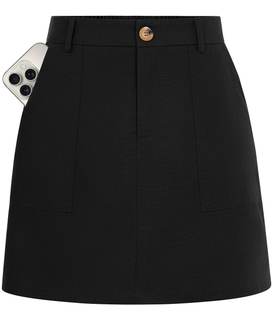 Kate Kasin Women Linen Mini Skirt with Shorts Underneath High Waisted Skort | A Line Skirt with Pockets, Dress