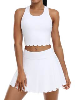 ATTRACO Tennis Outfits for Women Racerback Golf Dress Workout Dress | Athletic Skirt Set, Built-in Shorts, 2 P