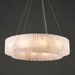 Alabaster Round Chandelier, D31in Modern Dining Room Chandeliers, Marble Pendant Lights Kitchen Island, Drum C