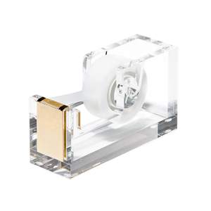 OfficeGoods Acrylic Tape Dispenser – Modern Desk Organizer for Office Supplies, Heavy Duty Refillable Tape Hol