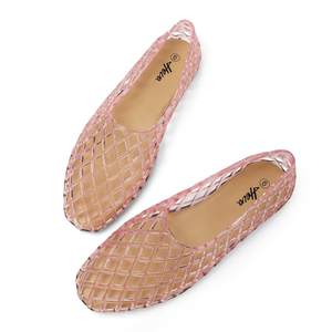 HEVA Women's Jelly Mesh Flats | Breathable Clear Hollow Shoes,Summer Beach Jellies Ballet Sandals