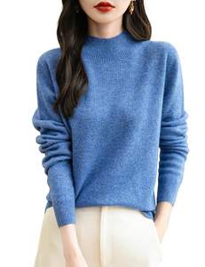 Chanyarn Women's 100% Merino Wool Seamless Sweater Mock Neck First-Line Ready to Wear Long Sleeve Knitted Pull