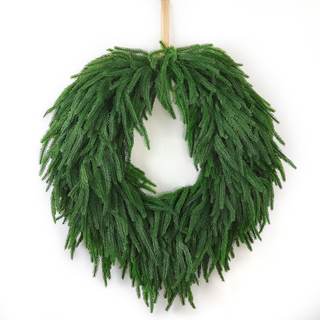 24" Norfolk Pine Christmas Wreath for Front Door – Large Artificial Greenery Wreath for Wall, Porch, or Indoor