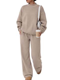 Trendy Queen Women's Mock Neck 2 Piece Sweat Sets Sweatsuits Fall Outfits | Two Piece Matching Set, Airport Tr