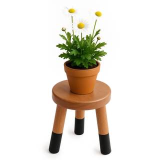 Rubber Wood 9" Round Plant Stand |Dip Dyed Black Stool, Wood Riser |Milking Stool (10" H) 10" Tall Black