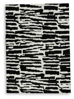 Signature Design by Ashley Bramshaw Area Rug, 5x7, Black and White | Soft 9 mm pile for underfoot comfort, Hig