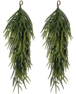 2 Pcs 30" Extra Length Artificial Christmas Teardrop Swag, Faux Pine Needles Teardrop Door Swag, Christmas Nor