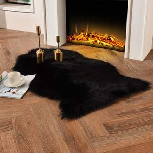 duduta Black Faux Fur Rug 2x3 ft, Small Fluffy Bedside Rug Seat Covers | Shag Bedside Nursery Rug Decor, Non S