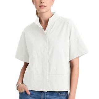 Ainangua Women Casual Button Down Shirts Oversized Short Sleeve Stand Collar Tops Trendy Work Blouses Summer T